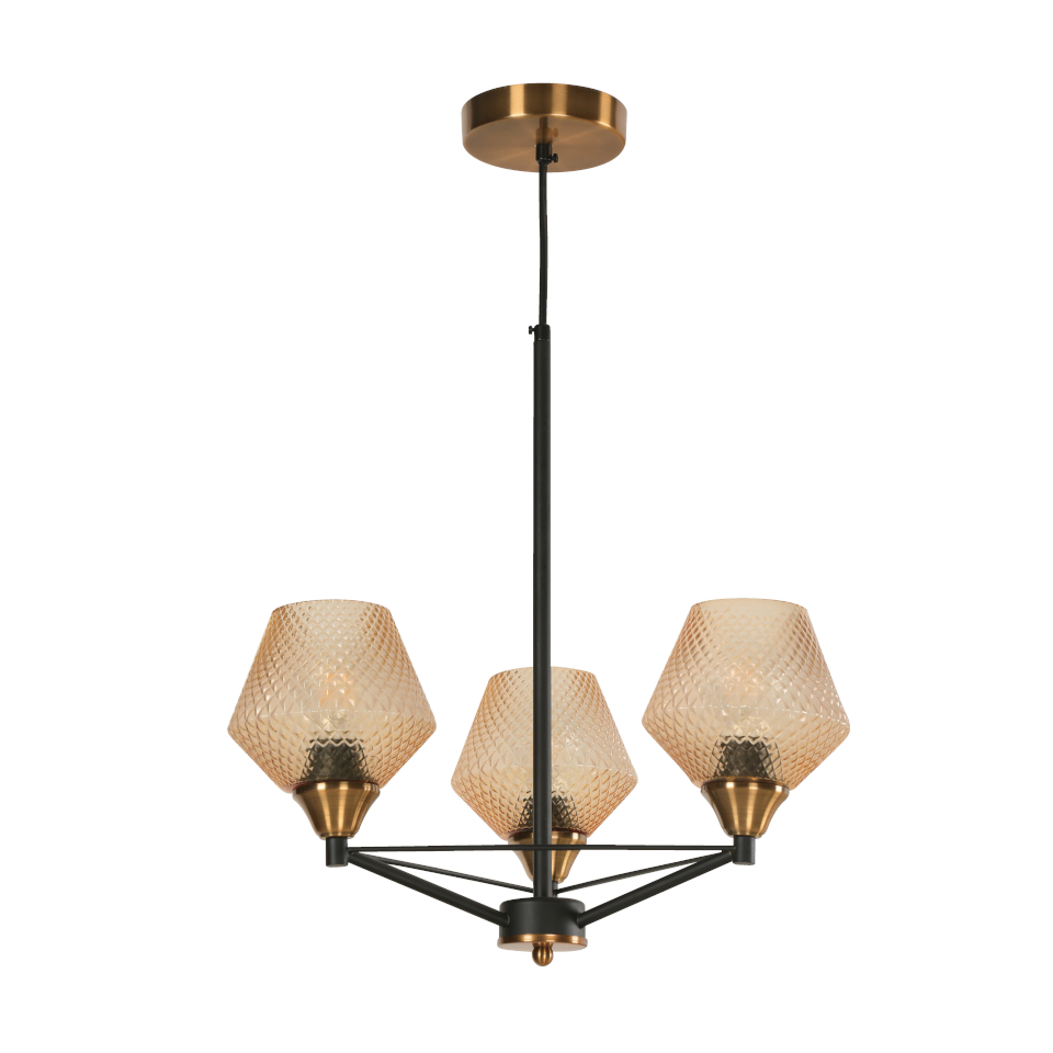 Lamp. Colgante 3l/E27/60w Negro Y Bronce
