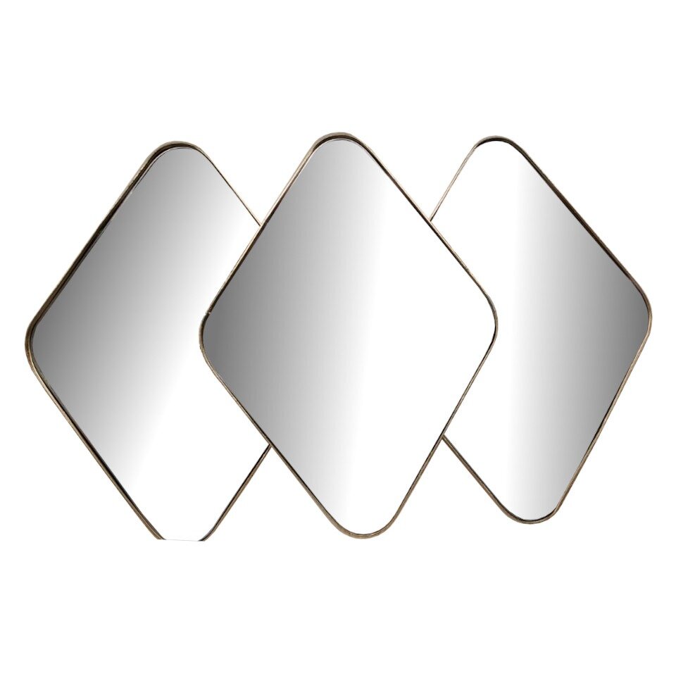 Espejo Triple Metal Dorado 43x43x3