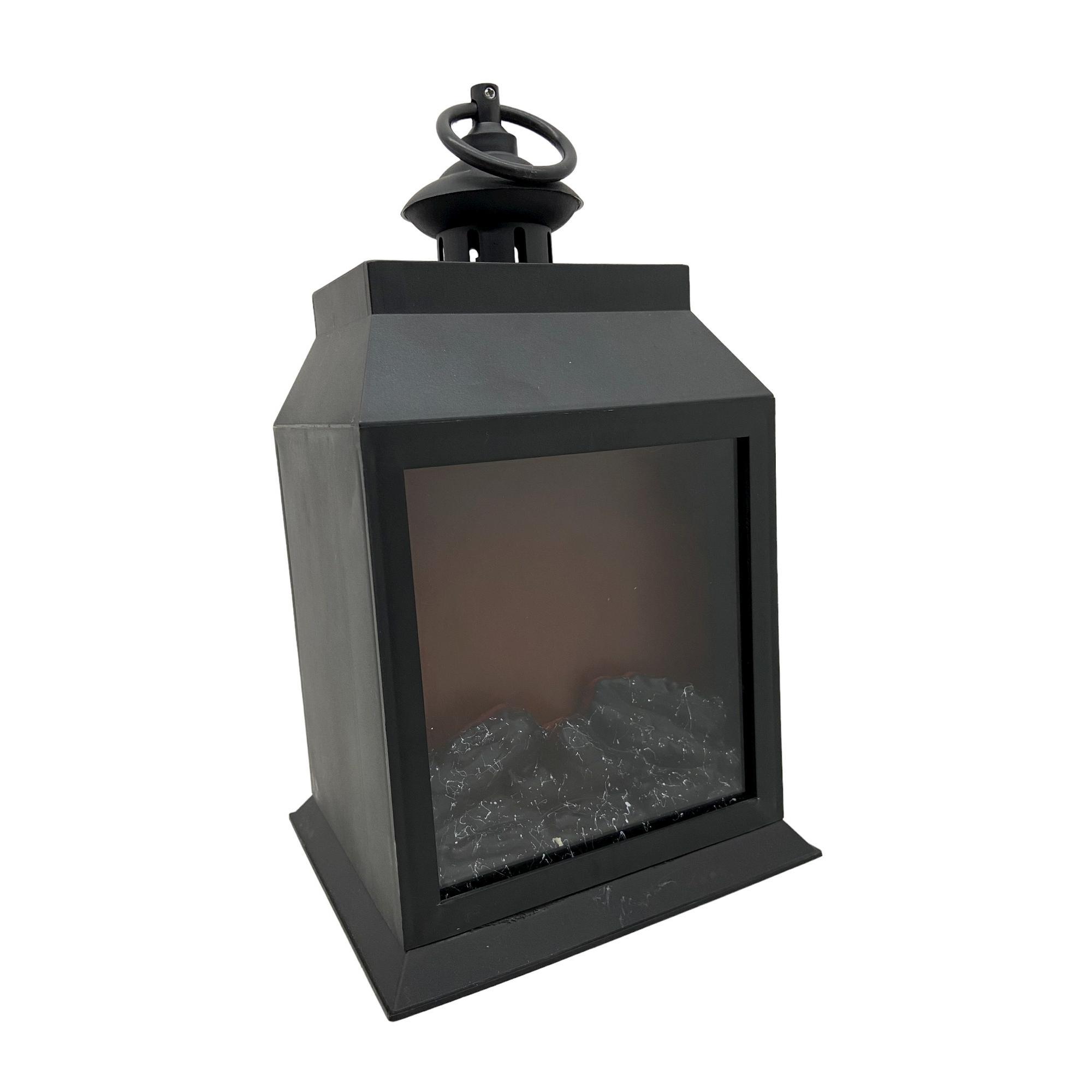 Chimenea Negra Con Luz 16x14x2cm