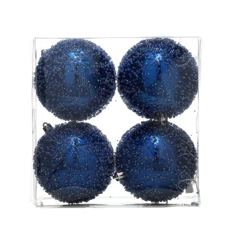 Juego 4 Bolas Azul Oscuro C/Brillo 8cm