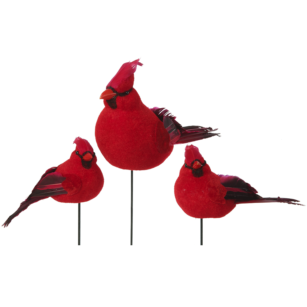 Set De Aves Decorativas Rojas 3pzas/7