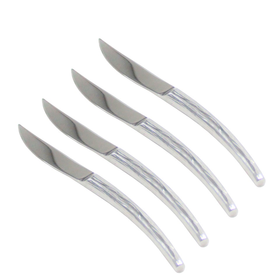 D.Perlla Cuchillos para carne, juego de 8 cuchillos para carne de borde  recto súper afilados, cuchillos profesionales de borde recto para mesa de