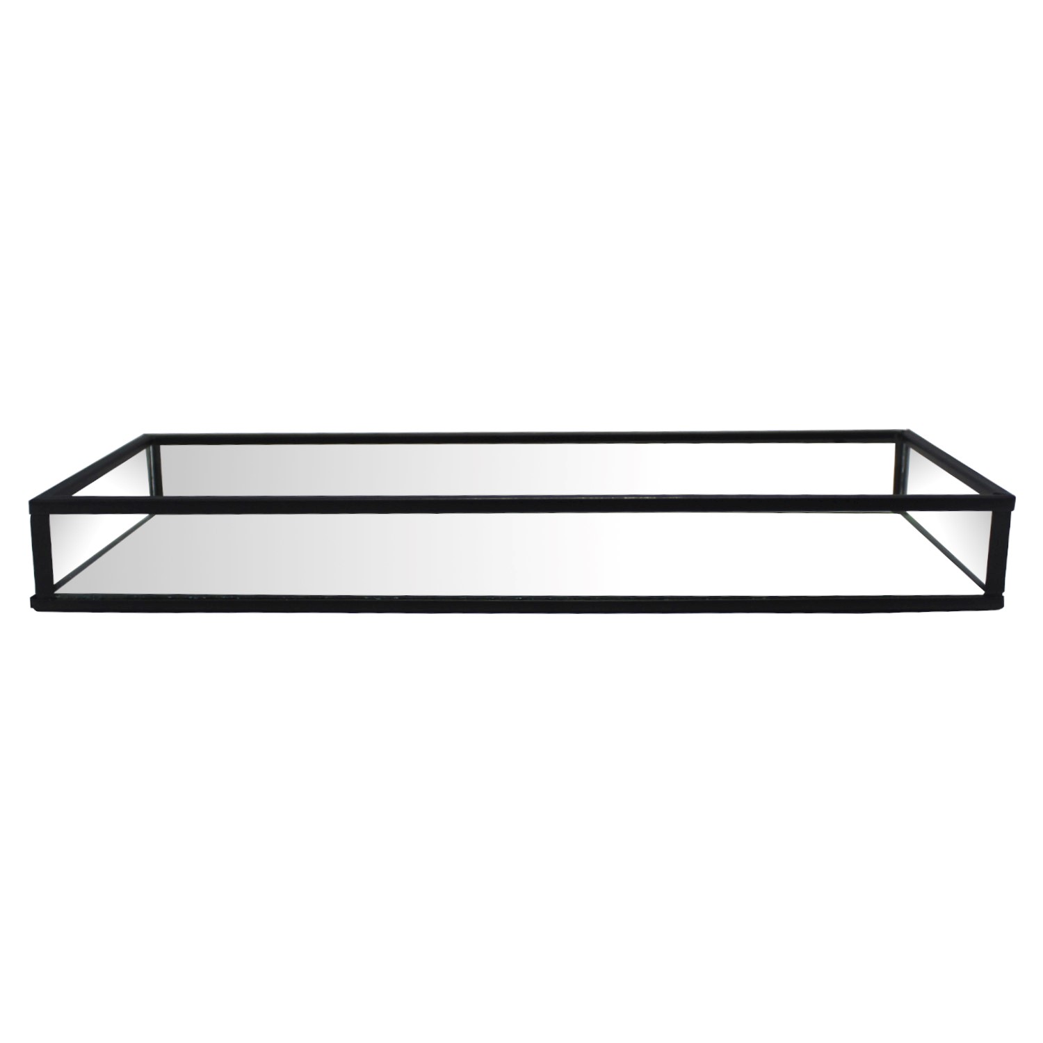 Bandeja Rectangular Vidrio/Metal Negro