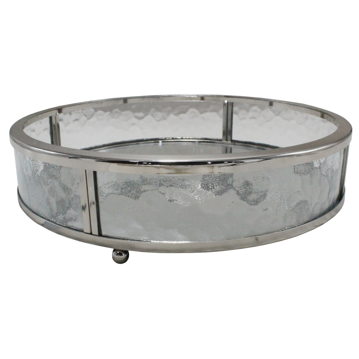 Bandeja Redonda Metal/Vidrio 30x30x7.5cm