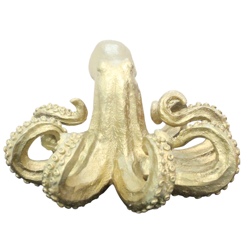 Figura Decorativa Pulpo Resina Dorado 12