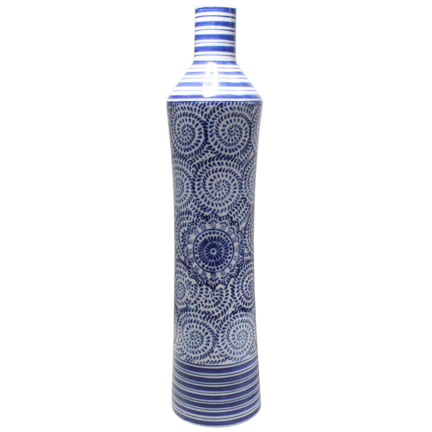 Jarron E/Porcelana Azul/Bco 10x45cm